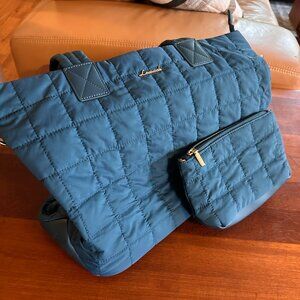 Lovevook Laptop bag puffer peacock blue teal nurse teacher carry on quilted tote